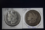 2 Morgan dollars: 2 - 1890 CC