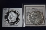 2 Morgan dollars: 1889 CC, 1889 CC Tribute Proof