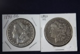 2 Morgan dollars: 1890 CC
