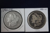 2 Morgan dollars: 1890 CC