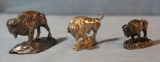 3 Markey  sterling silver buffalo, miniatures, 2-3