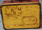 Gene Autry pistol and book; Roy Rogers lunch box