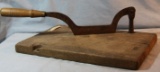 Vintage tobacco cutter and barbed wire display