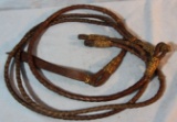 Braided  reins, bull whip and quirt