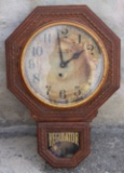 Ingraham wall clock, needs work and steer horn footstool