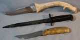 U. S. Navy bayonet and 2 other knives