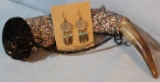 Beaded horn pin cushion w/pair of newer buffalo nickel earings