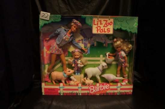 "BARBIE" Li'l Zoo Pals  Barbie, Kelly, Stacie   1998 Mattel    un-opened  -  original box