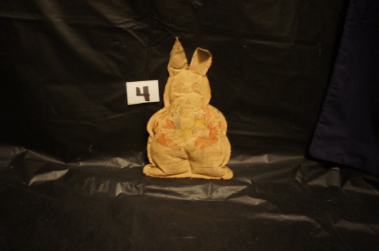 "Cloth Painted Rabbit"    7 " tall        [paint chipped]