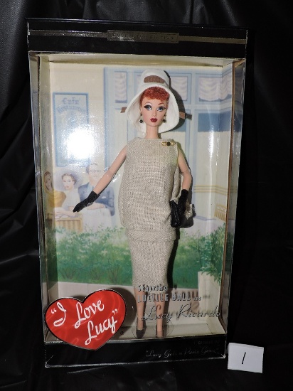 I Love Lucy Barbie, Lucy Gets a Paris Gown, 12", Episode 147, NIB, 2002 Mattel, Box has wear