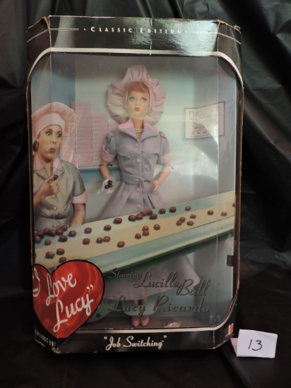 I Love Lucy Barbie, Job Switching, 12" Doll, Episode 39, NIB, 1998 Mattel, Box has wear