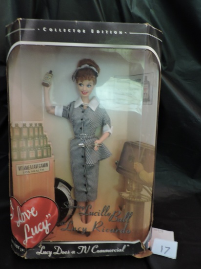 I Love Lucy Barbie, Lucy Does a TV Commercial, Ep.# 30, 12", NIB, 1997 Mattel, Box has wear & is tor