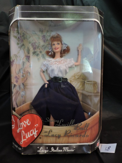 I Love Lucy Barbie, Lucy's Italian Movie, Episode 150, 12" Doll, NIB, 1999 Mattel, Box shows wear