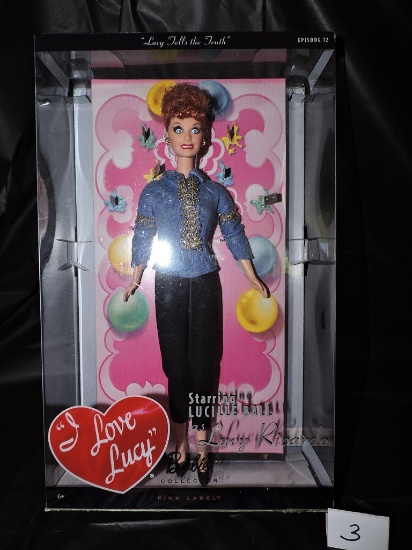 I Love Lucy Barbie, Lucy Tells The Truth, 12", Episode 72, NIB, Pink Label, 2009 Mattel, Box has wea