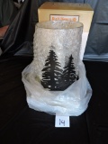 Woodland Iron Hurricane Candle Holder, Ruff Hewn, New In Box, 8 3/8