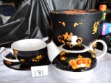 Bone China, Tea For One Royal Heart, Tea Pot, Cup, Saucer, Container