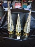 Set of 3 Hand Crafted Beaded Glass Christmas Trees with Timer, Valerie, 16