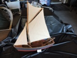 Vintage Sail Boat, Wooden, Cloth, 17