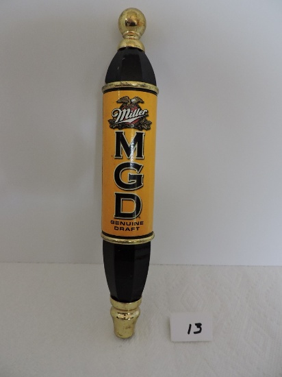 Miller MGD Genuine Draft Tapper Handle, 2 sided, 12", Top comes off