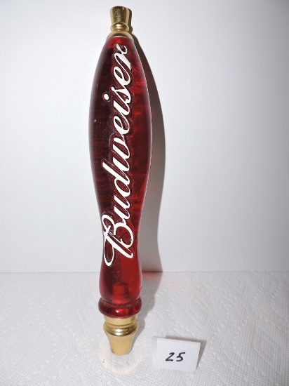 Budweiser Red Acrylic Tapper Handle, 2 sided, 12"