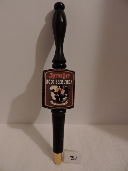 Sprecher Root Beer Soda Tapper Handle, 3 sided, 14", Label peeling