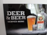 Jagermeister Deer & Beer Served Here Sign, Metal, New, No date, 24