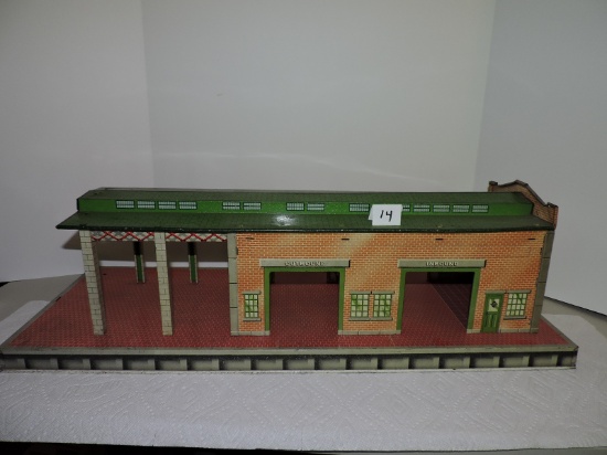 Vintage Marx Freight Terminal Tin Litho Train Station, Toy Building, 29" x 11" x 9"