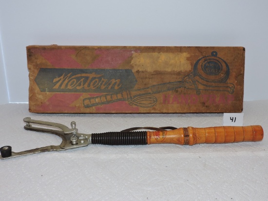 Western Hand Trap, Olin, Winchester Western Division, Wood & Metal, 17", Box is damaged