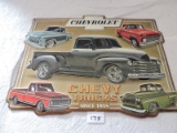 Chevy Trucks Tin Sign, 17 1/2
