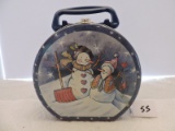 Snowman Tin with Handle & Latch, 7