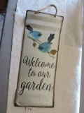 Welcome To Our Garden Sign, Metal With Rope, 19