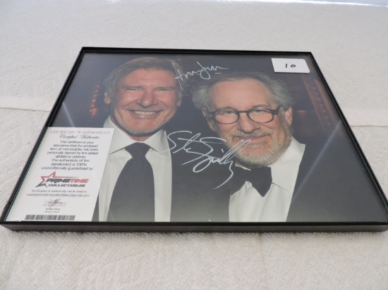 Framed Autographed Picture, Harrison Ford & Steven Spielberg, 8" x 10", COA