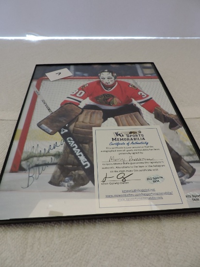 Framed Autographed Picture, Murray Bannerman, Chicago Black Hawks, 8" x 10", COA