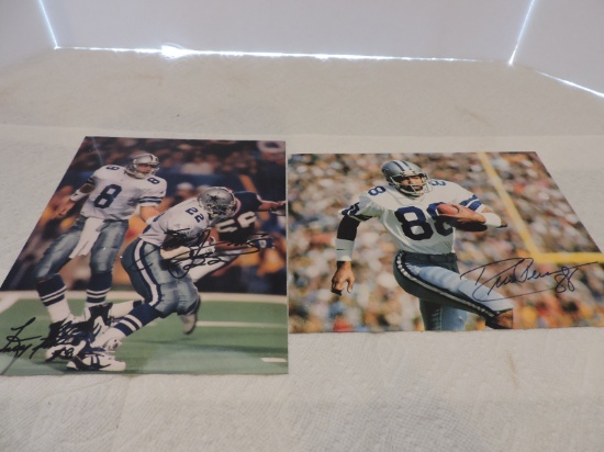 2 Autographed Pictures, Troy Aikman, Emmitt Smith, Drew Pearson, Dallas Cowboys