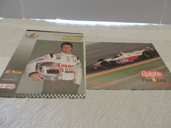 2 Racing Pictures, Michael Andretti, Richie Hearn, Cardboard, 8 1/2" x 11" & 8" x 10"