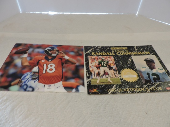 2 Pictures, Payton Manning-Autographed-No COA, 8" x 10", Randall Cunningham, Spectrum