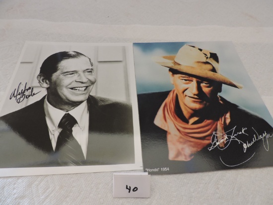 2 Pictures, Autographed John Wayne, Hondo 1954, 8" x 10", Milton Berle