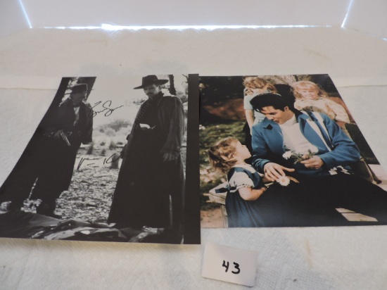 2 Pictures, Autographed Kurt Russell, Val Kilmer, 8" x 10", No COA, Elvis 8" x 10"