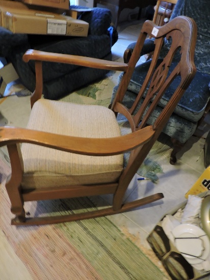 Rocking Chair, Upholstery & Wood, 36" x 26" x 32", LOCAL PICK UP ONLY
