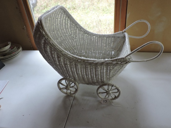 Wicker Doll Buggy, 24" x 14" x 17 1/2" tall, LOCAL PICK UP ONLY