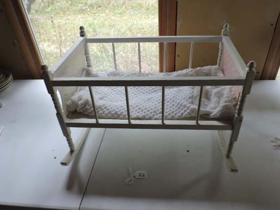 Vintage Rocking Doll Crib, 21 3/4" x 18 1/2" x 13 3/4", LOCAL PICK UP ONLY