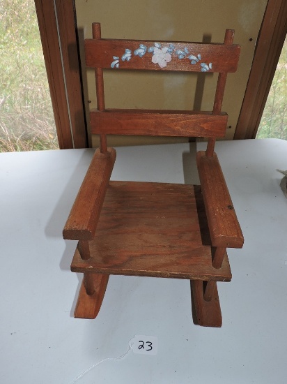 Doll Rocking Chair, Wooden, 11 1/2" x 8 3/4" x 15" tall, LOCAL PICK UP ONLY