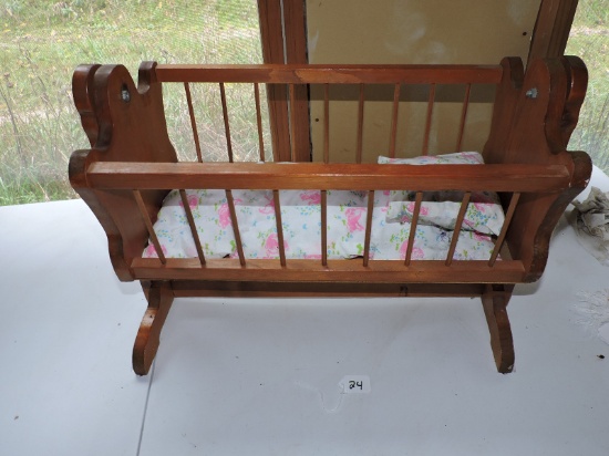 Doll Cradle, Wooden, 22 1/2" x 12" x 15 3/4", LOCAL PICK UP ONLY