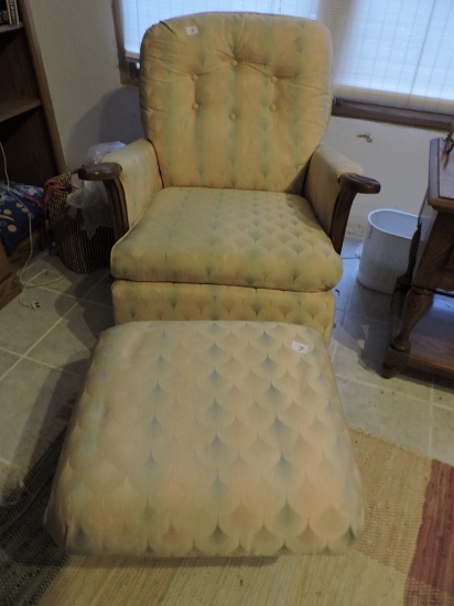 Rocking Chair & Ottoman, Wood & Upholstery Fabric