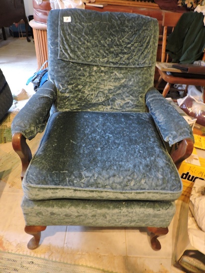 Vintage Chair, Wood & Velore, 34" x 27 1/2" x 28", LOCAL PICK UP ONLY