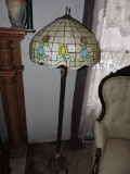 Floor Lamp, Tiffany Style, Metal Stand, 63