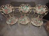 Outdoor Table & 3 Chairs, Wrought Iron, Table 48 1/2