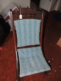 Antique Chair, Folding, Wood & Fabric, 25