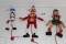 3 Wooden Ornaments/Toys, Pull String & Legs Move, 5 1/2