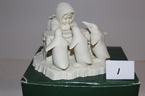 Snowbabies, What Shall We Do Today, Dept. 56, #68772, Bisque, Porcelain, 5" x 5" x 4"H